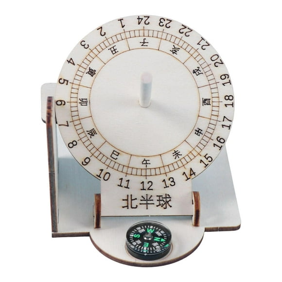 Wooden Equatorial Sundial Clock DIY Sundial Scientific Model for