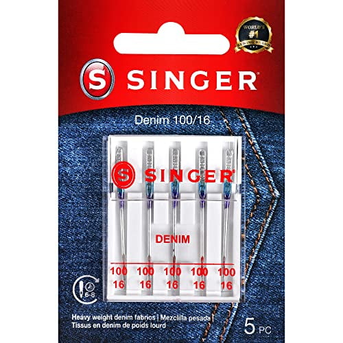 SINGER Denim Sewing Machine Needles, Size 100/16 5 Count