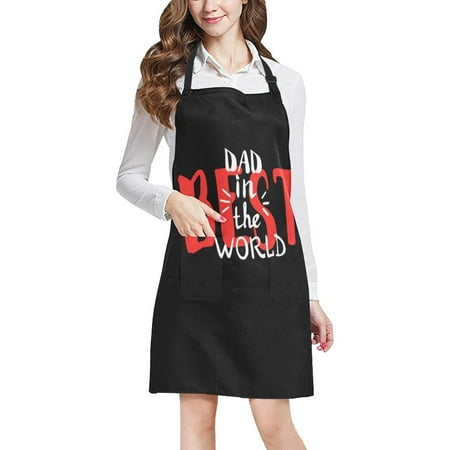 ASHLEIGH Funny Father's Day Gift Apron Best Dad in the World Home Kitchen Apron for Dad Daddy with Pockets, Adjustable Bib Apron for Cooking (Best Kitchen In The World)