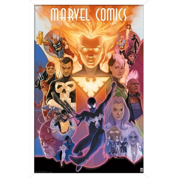 Marvel Comics - Marvel 80th Anniversary - Celebration Wall Poster, 22.375" x 34", Framed