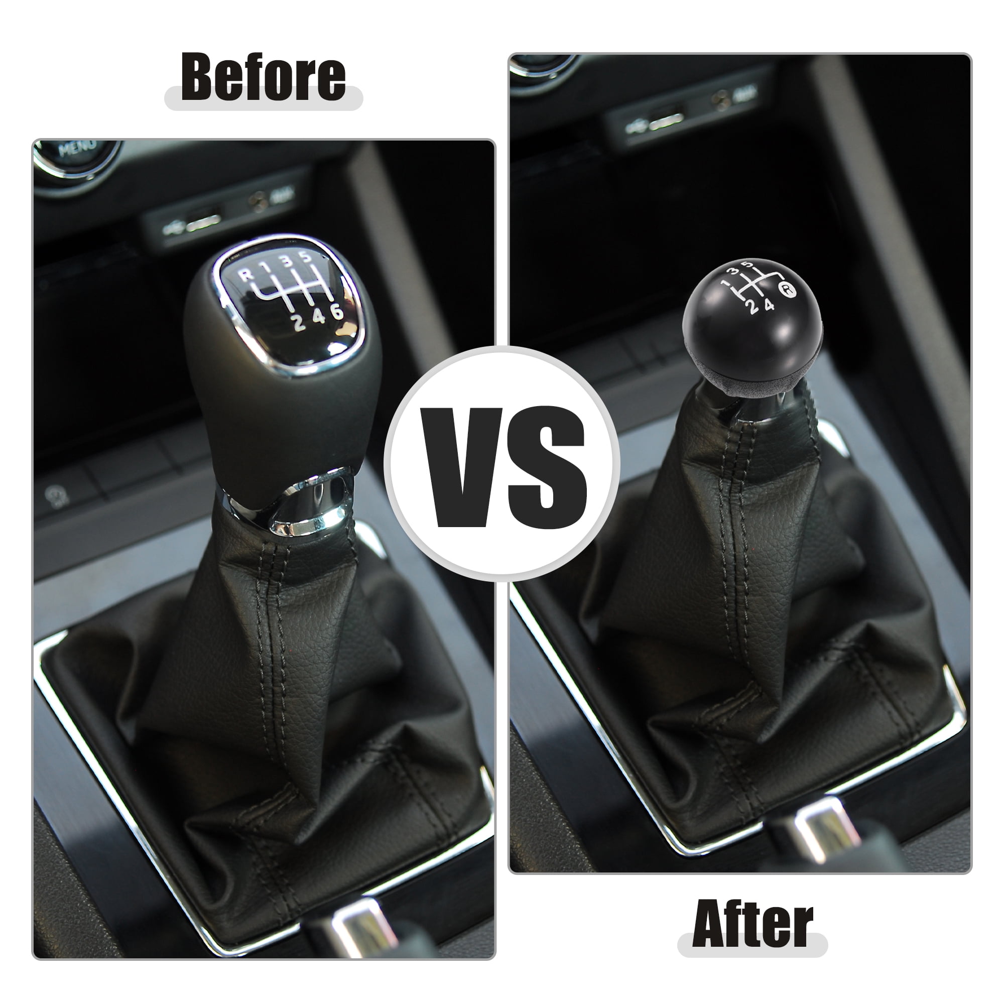 Unique Bargains 5 Speed Manual Gear Shift Knob Stick Shifter Lever Head Ball with Boot Cover for Fiat 500 500C 2007-2018