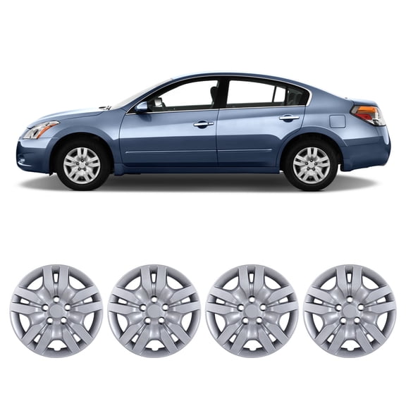 16 inch Hubcaps for 2007-2012 Nissan Altima Sedan and 2008-2009 Nissan Altima Coupe, PP Wheel Rims Cover, Bolt-On Sliver Lacquer (4 Pieces)