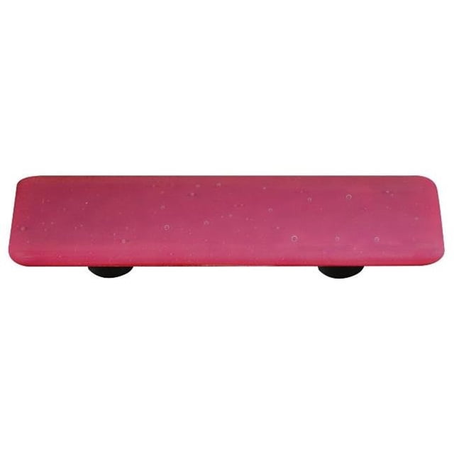 Hot Knobs HK9050-PA Opaline Rouge Rectangle Verre Cabinet Pull - Aluminium Poste