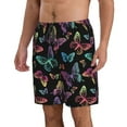 thumbnail image 2 of Kdxio Rainbow Butterflies Pattern Mens Casual Shorts - Drawstring Summer Beach Sports Shorts for Men, 2 of 9