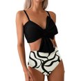 thumbnail image 5 of Suagox Women's Two Piece Bikini Bathing Suits Sleeveless Ruched Knot Cami Tops High Waist Thong Swimsuits, 5 of 9