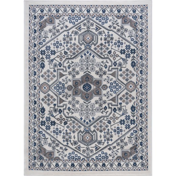 Tayse Hampton Area Rug HMP4017 Traditional Cream Petals Scrolls 2' x 3' Rectangle