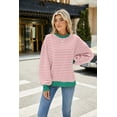thumbnail image 3 of IDOPIP Oversized Sweatshirt for Women 2024 Fall Crewneck Long Sleeve Color Block Striped Pullover Top, 3 of 6
