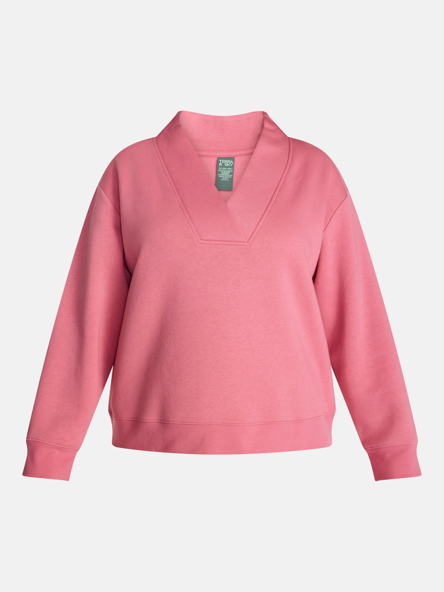 Terra & Sky Women's Plus Fleece V-Neck Sweatshirt, Sizes 0X-5X