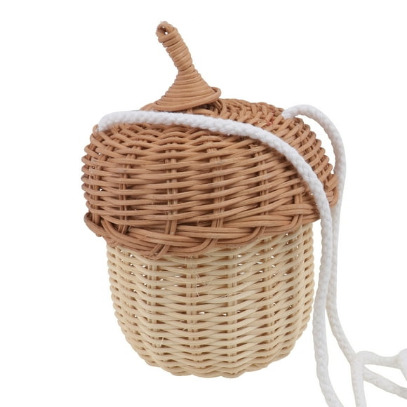 1 unid mini bolso portátil para niños bolsa de ratán cesta en forma de bolso de cuerpo cruzado