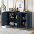thumbnail image 3 of Furvclv Sideboard Buffet Cabinet, Kitchen Pantry Storage Cabinet With Iron Alloy Black Linear Handle, Solid Wood Frame, Adjustable Height Shelf, Media Console For Dining Room, 3 of 9