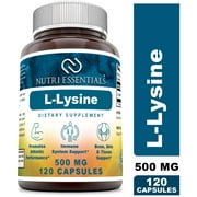 Nutri Essentials L-Lysine 500mg 120 Capsules Amino Acid Supplement | Non-GMO | Gluten Free | Made in USA