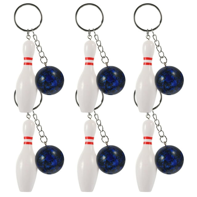 6pcs Bowling Pin Keychain Bowling Ball And Pin Keychain Bowling Gifts for Kids and Adults