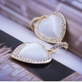 thumbnail image 3 of Gold Plated Heart  Crystal Opal Pearl Style Dangle Earrings Anti-Tarnish Jewelry-214, 3 of 3