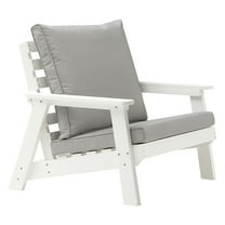 Outdoor Armchair with Cushion, White/Grey (Set of 1)