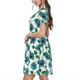 thumbnail image 2 of Rocae Blue Sunflowers for Dresses Summer Casual Ruffle Short Sleeve Cute Crew Neck Flowy Dress with Pockets, 2 of 6
