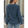 thumbnail image 5 of Corabera Womens Blouses Long Sleeve V Neck Lace Tops for Women Work Shirts Fall Clothes Casual Blue M, 5 of 8