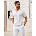 thumbnail image 2 of COOFANDY Black Polo Shirts for Men Textured V Neck Knit Polos Short Sleeve Casual Golf Shirts Fashion Polos, 2 of 6