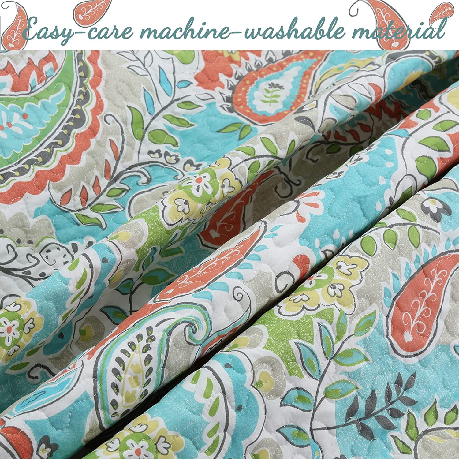 Porch & Den  Bajada Paisley Reversible Quilt Bedding Set Queen 6 Piece
