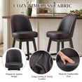 thumbnail image 6 of AFO 26" Upholstered Swivel Counter Height Bar Stools Set of 4, Modern Faux Leather Bar Chairs with Solid Wood Frame, Suitable for 35"-39" Table, For Kitchen Island Dining Room Pub Restaurant, Black, 6 of 12