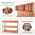 thumbnail image 6 of Potting Table, Patio Workstation Wooden Potting Bench Farmhouse Garden Potting Bench with 4 Storage Shelves & Side Hook, Outdoor Work Bench for Backyard Courtyards, 46.9''Lx19.3''Wx65''H, Natural, 6 of 7