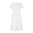 thumbnail image 3 of Nuoqisi Women's Solid Round Neck Short Sleeve Cross-Front Button Summer Dress - Casual Mini Dress with Unique Neckline Detail, 3 of 9