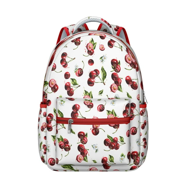 Sac à Dos Étudiant Amoureuse de Cerises Douces Motif Fruits Rouges avec Impression Esthétique Mignonne, Style Artistique Amusant, et Design de Sac d'École Ludique