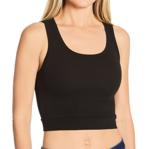 PJ Harlow Women's PJ Harlow SPORTY Bra30 1/2 Tank Rib Top (Black S