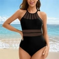 thumbnail image 2 of BOBOGOJP Women Tummy Control One Piece Swimsuit Modest Bathing Suit Full Coverage High Neck Swimwear Black for Size XXL, 2 of 9