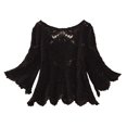 thumbnail image 2 of Sweaters for Women Cropped Crochet Cut Out Half Sleeve Top Smock Fall Clothes 2023 Black, 2 of 3