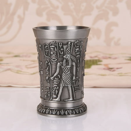 

Mingyiq Metal Creative Ancient Egypt Bar Small Whiskey Glass Cocktail Cup Carved Pattern