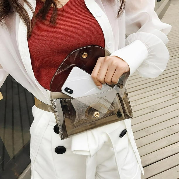 Bolsa Cinturon Fanny Packs Rinoneras Mujer Transparente Jelly Chest Bolsos Negro JShteea Para Estrenar Walmart en linea