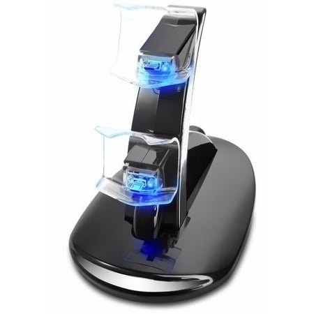GPCT Dual USB PlayStation 4 Controller Charging Dock (Charges 2 PS4 Controllers, LED Charge Indicator, USB Powered, Detachable Stand Base) - Black