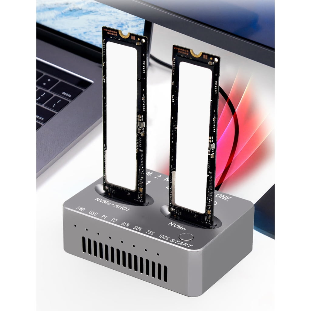 Double Bay Docking Station NVME States Disk Clone USB3.2 Type C States Drives Reader NVMe External Hard Disk Box