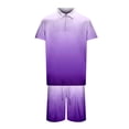 thumbnail image 3 of MNCEKFOD Two Piece Sets for Men Gradient Collared Shirt Zipper Top with Comfy Elastic Waist Shorts Casual Tracksuit Set Light Purple M, 3 of 5