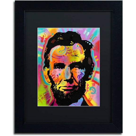 Trademark Fine Art "Abraham Lincoln IV" Canvas Art by Dean Russo, Black Matte, Black Frame