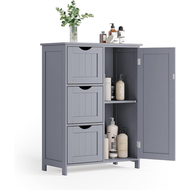 Mueble para Baño, Mueble Organizador con Repisas Ajustable, Gabinete con Kit Antivuelco, Cómoda con 1 Puerta y 4 Cajones, Blanco MLHC41W