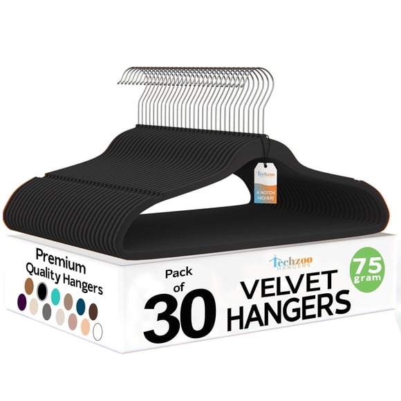 Hangers TechZoo Premium Black Velvet, 30 unidades, para ropa
