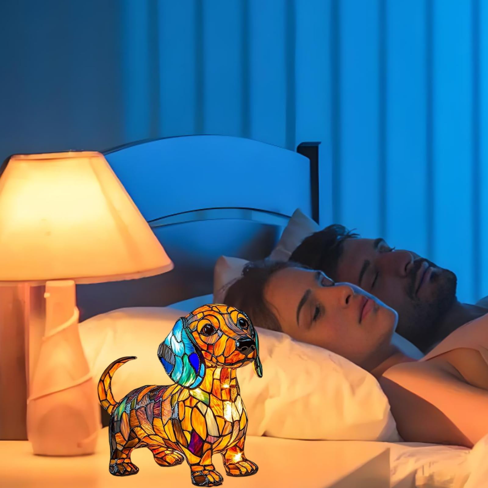 KUKIDSVO Dachshund Night Light, Dog Series Art Night Light, 5.1 inch Small Cute Pet Dog Theme LED Table Lamp for Pets Lovers, Kids