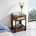 thumbnail image 6 of Kepooman 15.75" Rattan Night Table, Versatile Nightstand Bedside Table with a Drawer and Shelf, Modern End Side Table for Bedroom, Rustic Brown, 6 of 10
