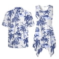 thumbnail image 2 of Psesaysky Blue Palm Tree Print Mens T-Shirts Summer Dress for Women Hawaiian Aloha Shirt Sleeveless Sundress Travel Matching Couples Luau Outfits Plus Size, 2 of 7