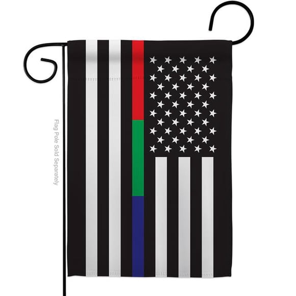 13 x 18.5 in. US Thin Blue, Green & Red Line Garden Flag with Armed Forces Service Double-Sided Decorative Horizontal Flags House Decoration Banner Yard Gift