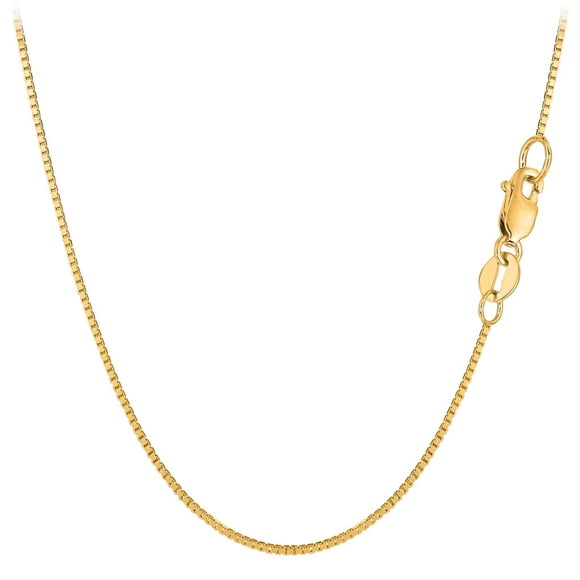 18k Yellow Solid Gold Mirror Box Chain Necklace, 0.6mm, 16"