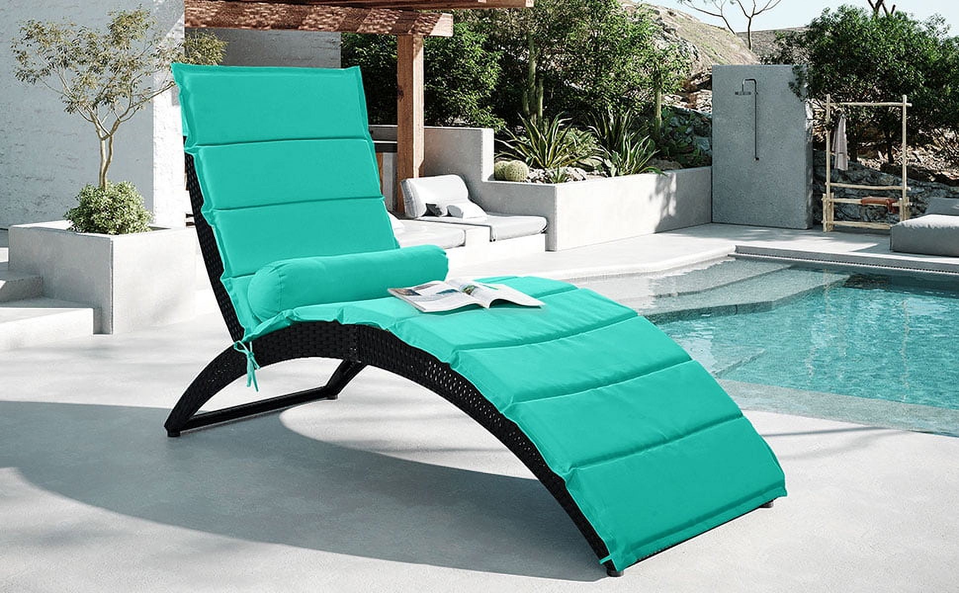 Patio Chaise Lounge, Reclining Camping Chair, PE Rattan Sun Recliner Chair with Seat Cushion, Poolside Garden Outdoor Chaise Lounge Chairs, JA1099 - image 2 of 8