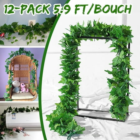 Vine 21 12/24 pcs Artificial Trailing Ivy Vine Leaf Ferns Greenery Garland Plants Foliage Flowers 6ft 180cm ()