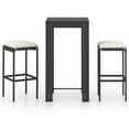 thumbnail image 5 of vidaXL 3 Piece Patio Bar Set with Cushions Poly Rattan Gray, 5 of 73