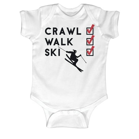 Crawl Walk Ski Skier Silhouette Infant Short Sleeve Bodysuit