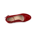 thumbnail image 4 of BLISSFUL STEP Escarpins à Talon Bloc pour Femmes Plateforme Bride à la Cheville Bout Rond Talon Rouge 10, 4 of 7