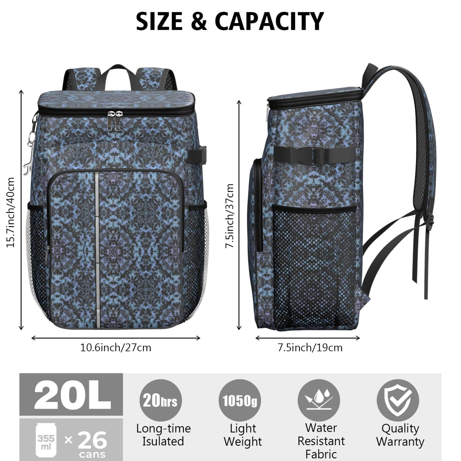 Travel Cooler Bag - Boho Bohemia Flower Camping Beer Cooler Backpack with Bottle Opener- Waterproof Insulated Picnic Backpacks - Cooler Bag for Beach