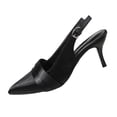 thumbnail image 3 of Women's Wide Width Slingback Heels, Satin Pointed Toe Pumps, Stiletto Heel Dress Sandals for Spring Summer, Black/White/Purple, 3 of 10