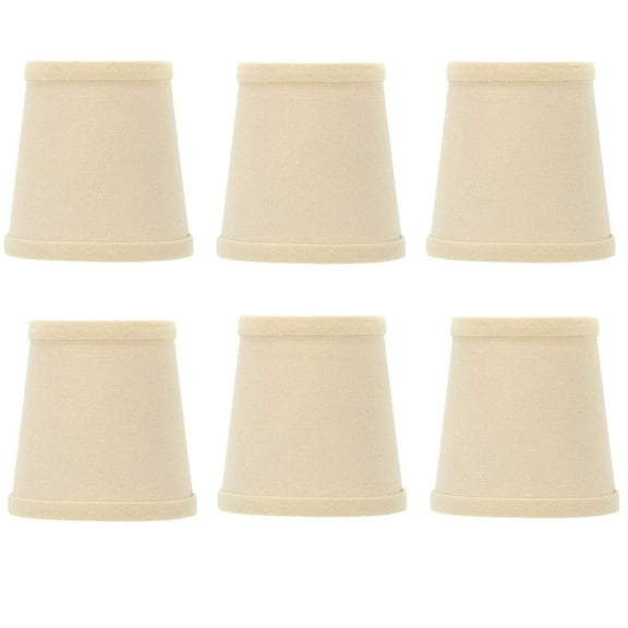 Beige Linen 4 Inch Barrel Drum Clip On Chandelier Shades (Set of 6)